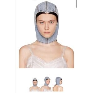 Vaquera Blue Press-Stud Denim Hood- 100% Cotton - Size S/M - Made in Italy
